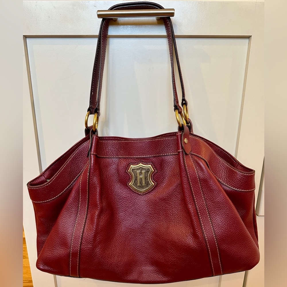 J.W. Hulme Large Red Pebbled Leather Bag